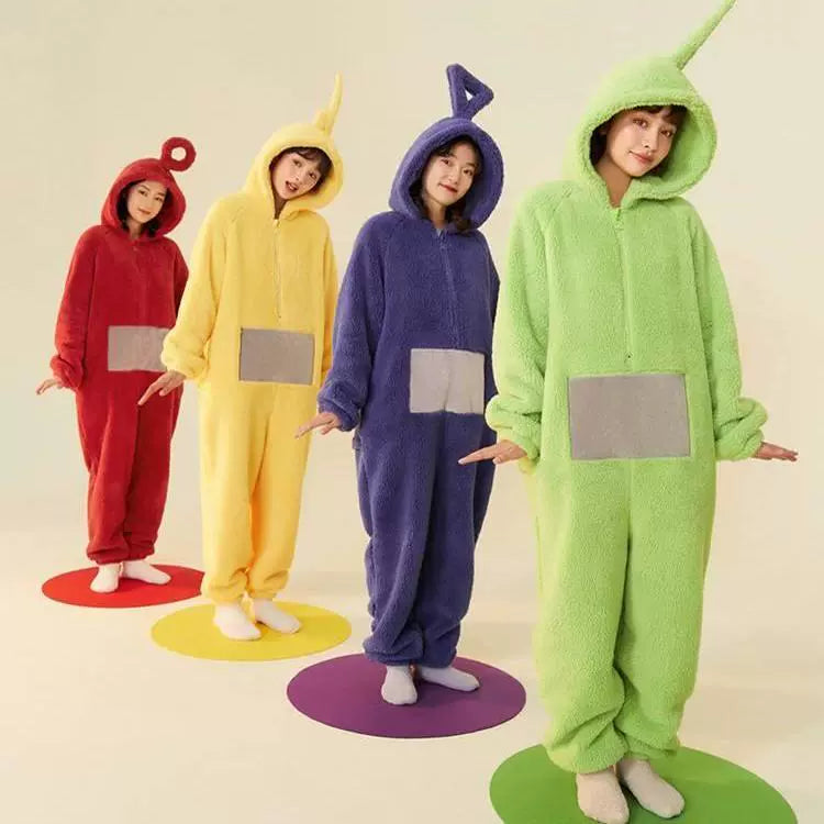 Cute Women's Winter Thick Coral Fleece One-Piece Pajamas