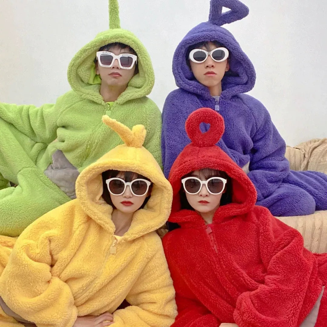 Cute Women's Winter Thick Coral Fleece One-Piece Pajamas