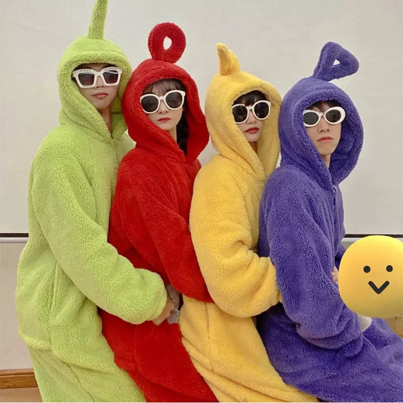Cute Women's Winter Thick Coral Fleece One-Piece Pajamas